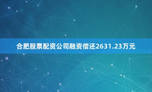 合肥股票配资公司融资偿还2631.23万元